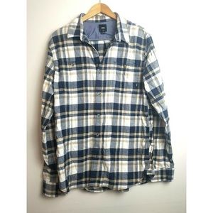 Vans FLANNEL Button Down Shirt blue Plaid L